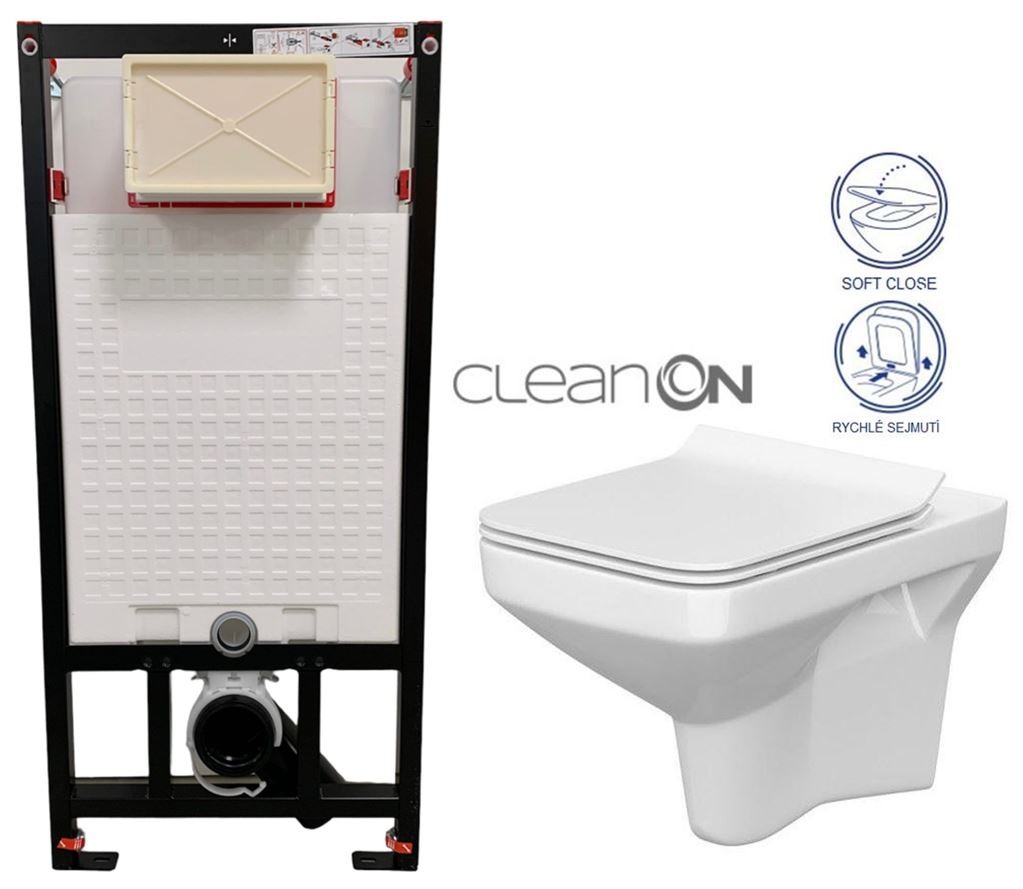 DEANTE Podstavný rám, pre závesné WC misy bez tlačidla + WC CERSANIT CLEANON COMO + SEDADLO CST_WC01 X CO1