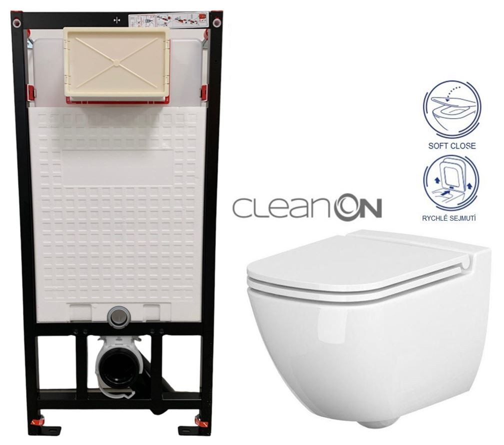 E-shop DEANTE Podstavný rám, pre závesné WC misy bez tlačidla + WC CERSANIT CLEANON CASPIA + SEDADLO CST_WC01 X CP1