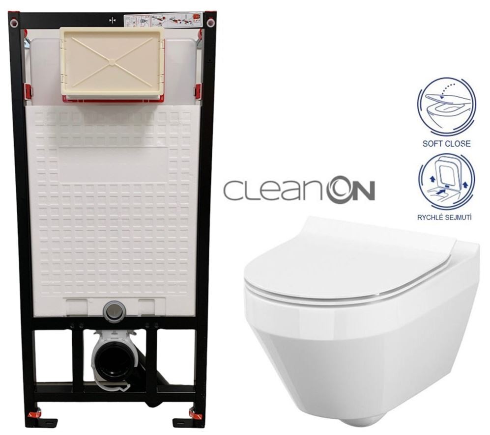 E-shop DEANTE Podstavný rám, pre závesné WC misy bez tlačidla + WC CERSANIT CLEANON CREA OVÁL + SEDADLO CST_WC01 X CR1