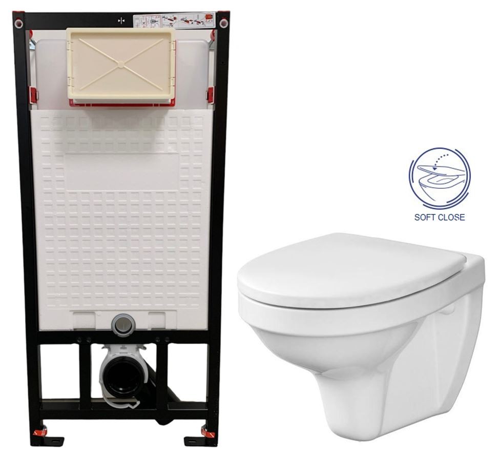 E-shop DEANTE Podstavný rám, pre závesné WC misy bez tlačidla + WC CERSANIT DELFI + SOFT SEDADLO CST_WC01 X DE2
