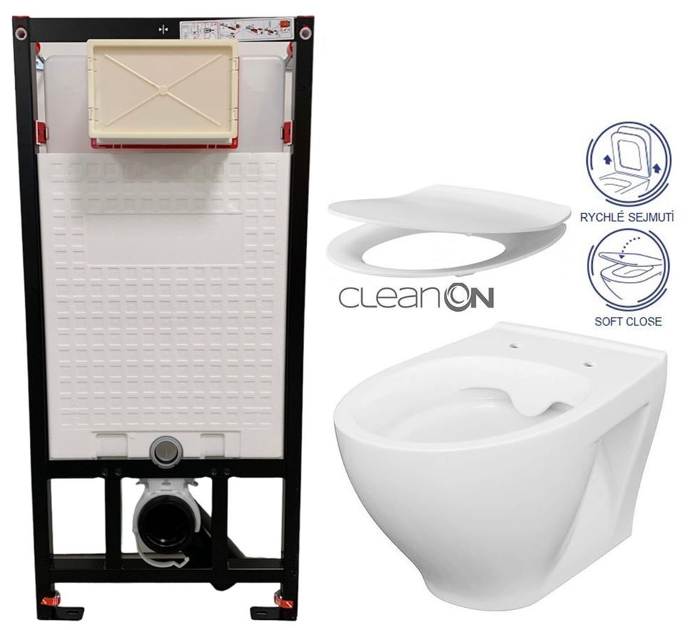 E-shop DEANTE Podstavný rám, pre závesné WC misy bez tlačidla + WC CERSANIT CLEANON MODUO + SEDADLO CST_WC01 X MO1