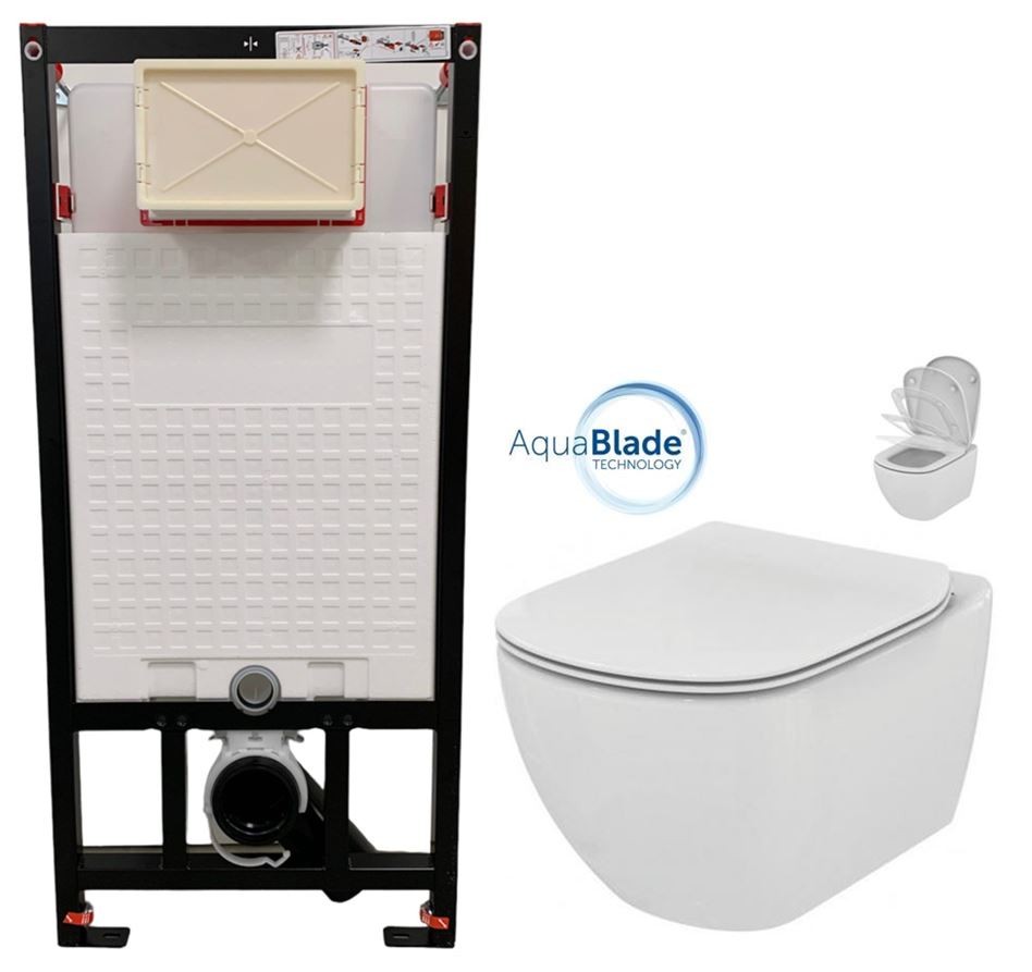 E-shop DEANTE Podstavný rám, pre závesné WC misy bez tlačidla + WC Ideal Standard Tesi so sedadlom SoftClose, AquaBlade CST_WC01 X TE1