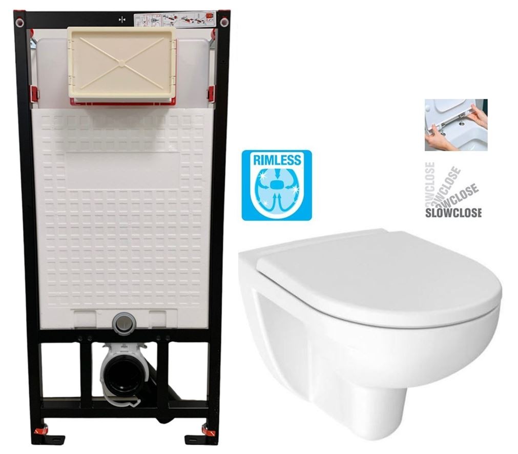 E-shop DEANTE Podstavný rám, pre závesné WC misy bez tlačidla + WC JIKA LYRA PLUS RIMLESS + SEDADLO duraplastu SLOWCLOSE CST_WC01 X LY2