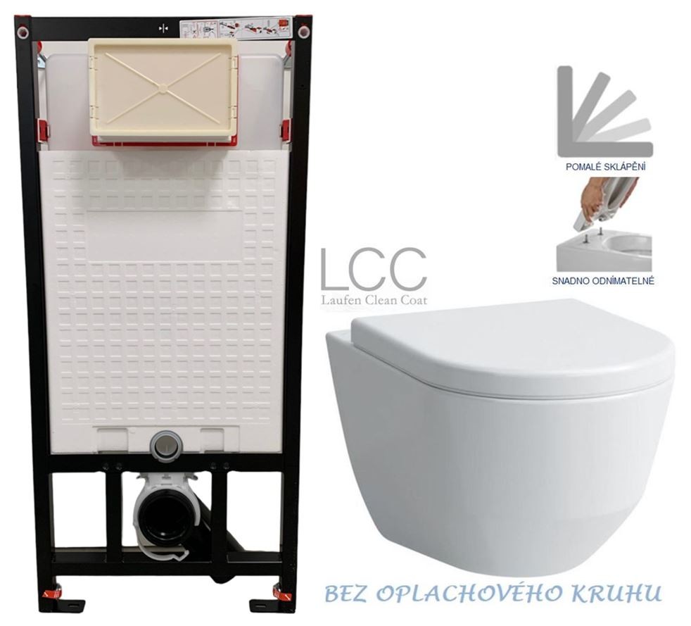 E-shop DEANTE Podstavný rám, pre závesné WC misy bez tlačidla + WC LAUFEN PRO LCC RIMLESS + SEDADLO CST_WC01 X LP2