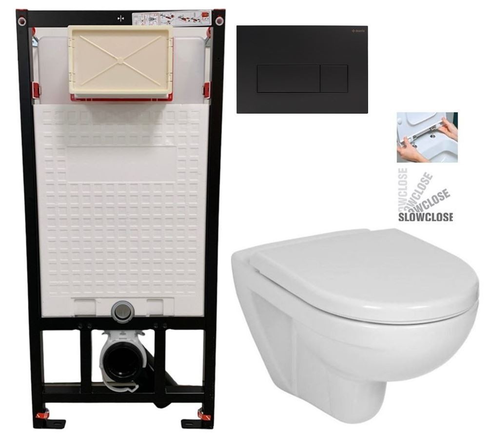 E-shop DEANTE Podstavný rám, pre závesné WC misy + SLIM tlačidlo černé + WC JIKA LYRA PLUS + SEDADLO duraplastu SLOWCLOSE CST_WC01 N51P LY5