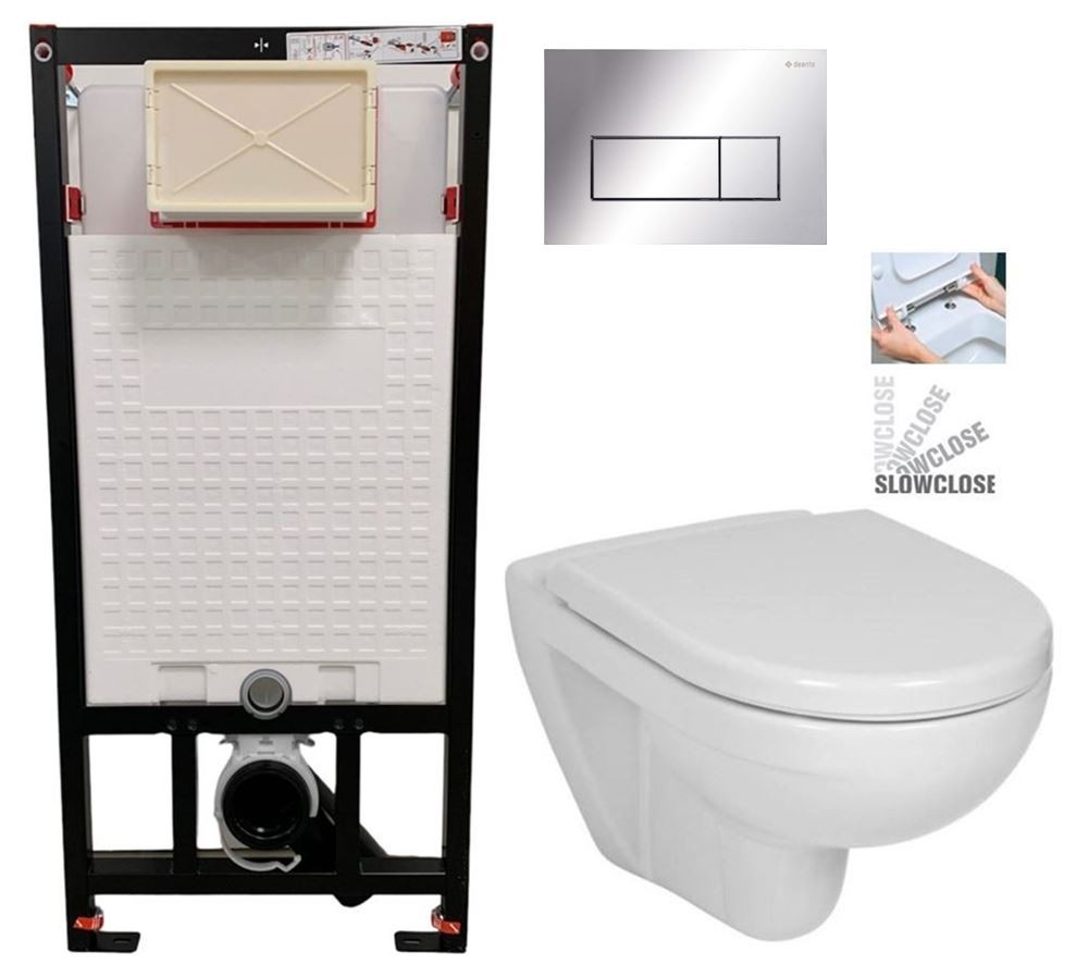 E-shop DEANTE Podstavný rám, pre závesné WC misy + SLIM tlačidlo chrom + WC JIKA LYRA PLUS + SEDADLO duraplastu SLOWCLOSE CST_WC01 051P LY5