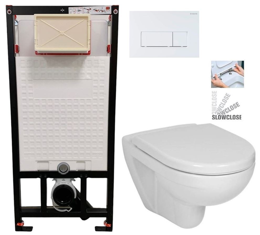 E-shop DEANTE Podstavný rám, pre závesné WC misy + SLIM tlačidlo bílé + WC JIKA LYRA PLUS + SEDADLO duraplastu SLOWCLOSE CST_WC01 A51P LY5