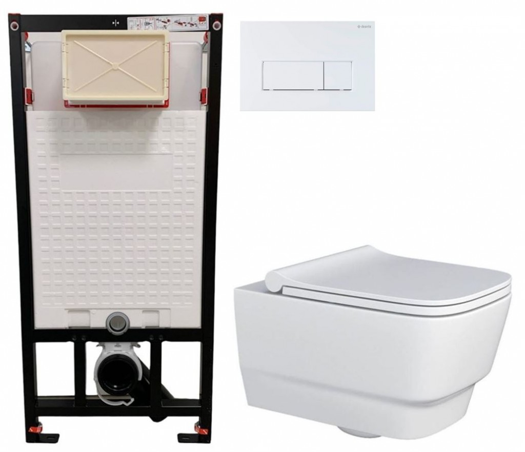DEANTE Podstavný rám, pre závesné WC misy + SLIM tlačidlo bílé  + WC MYJOYS MY2 + SEDADLO CST_WC01 A51P MY2