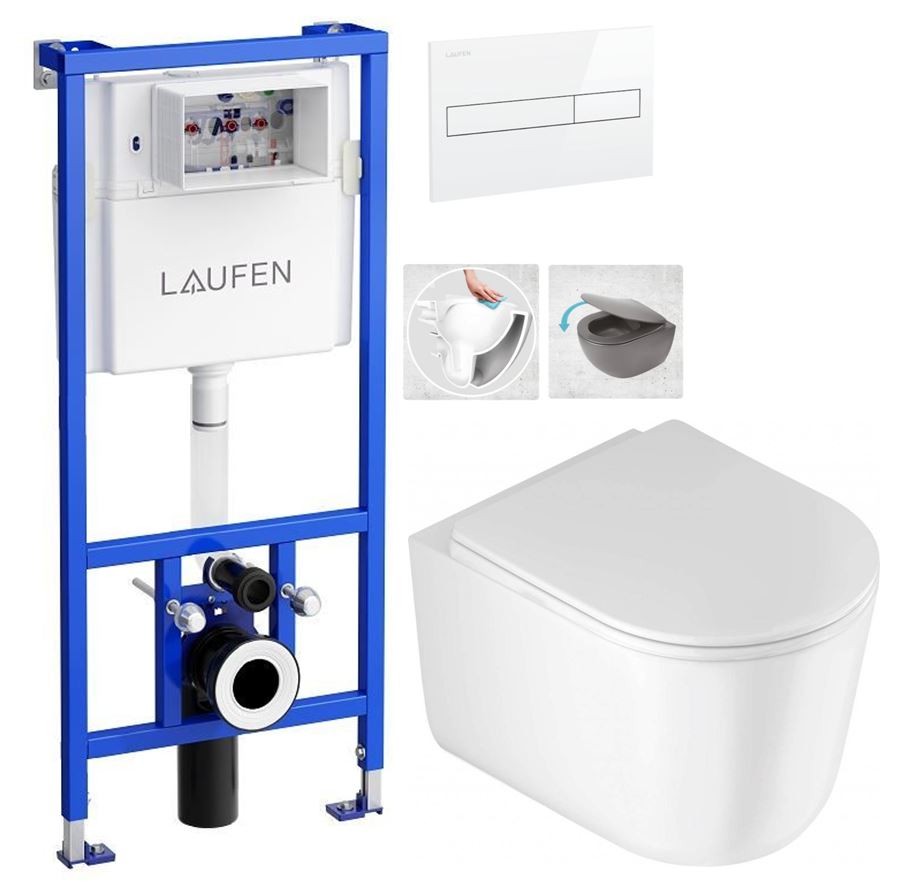 E-shop LAUFEN Rámový podomietkový modul CW1 SET s bielym tlačidlom + WC DEANTE Jasmin so sedadlom RIMLESS H8946600000001BI JA1