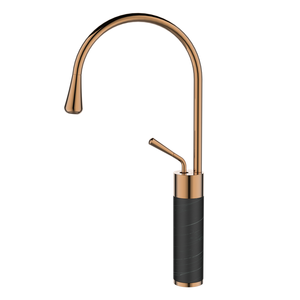 INVENA - Umývadlová batéria vysoká STONE čierna/meď BU-03-W14-V