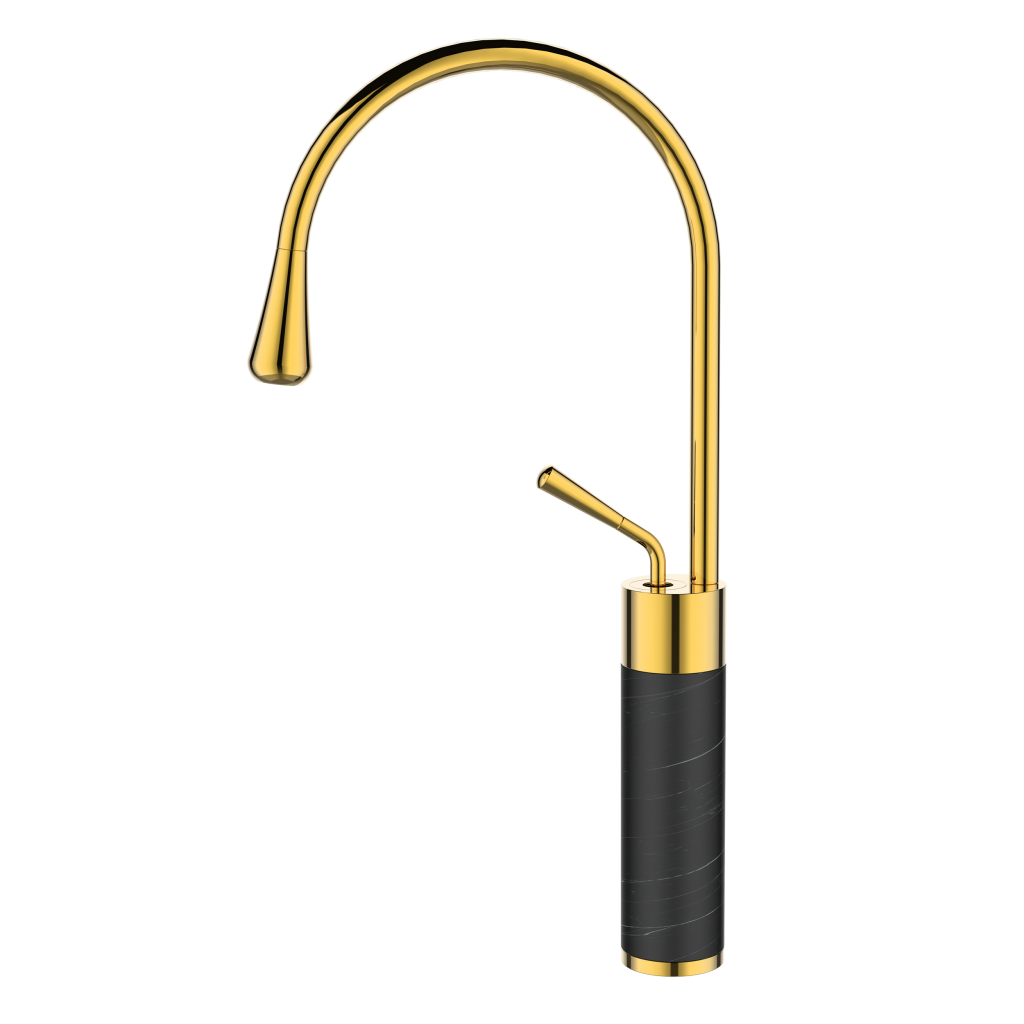 INVENA - Umývadlová batéria vysoká STONE čierna/zlatá BU-03-W17-V