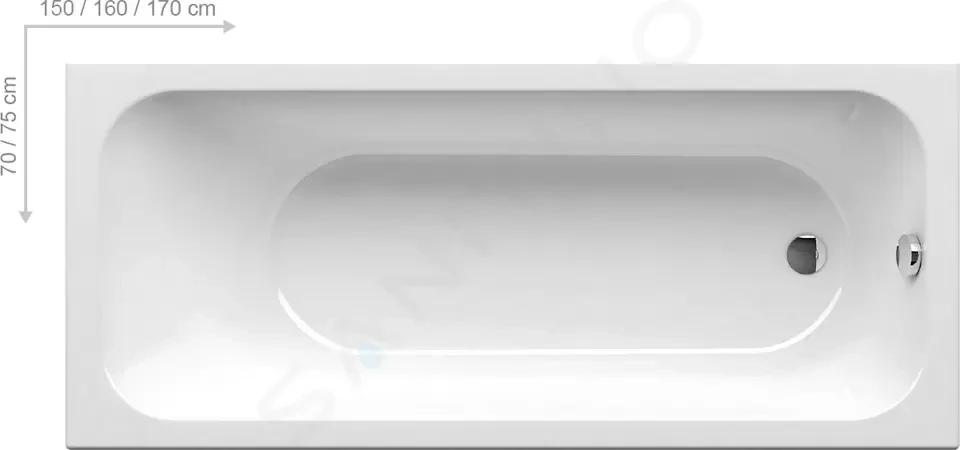 RAVAK - Chrome Obdĺžniková vaňa 1700x750 mm, biela C741000000
