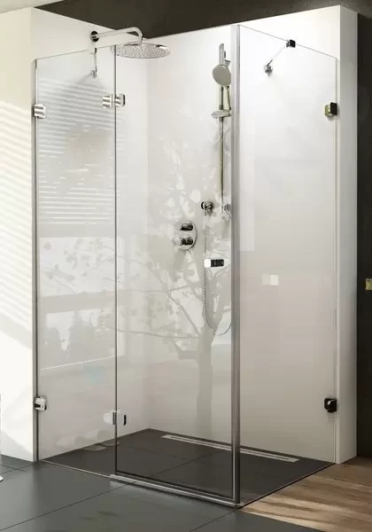 RAVAK - Brilliant Sprchové dvere dvojdielne s pevnou stenou BSDPS-100 R, pravé, 983 mm – 995 mm, farba chróm, sklo transparent 0UPA0A00Z1