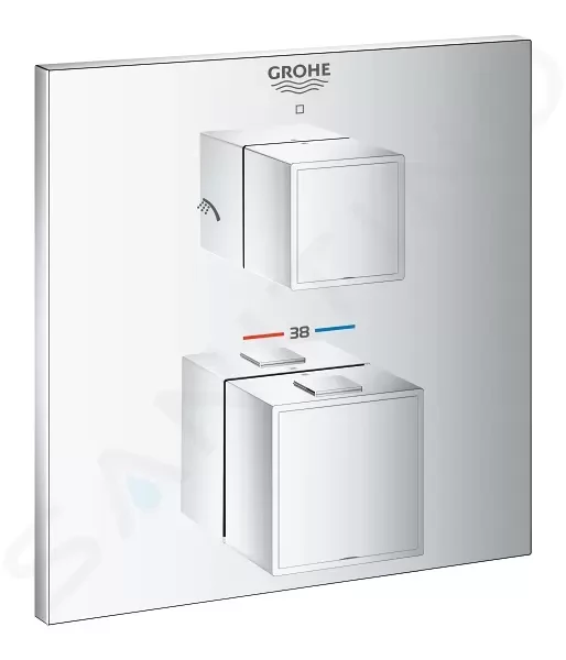 GROHE - Grohtherm Cube Termostatická batéria pod omietku na 2 spotrebiče, chróm 24154000