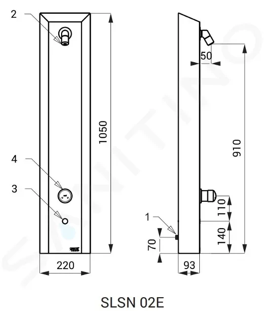 SANELA - Nerezové sprchové panely Sprchový panel s elektronikou – 2 vody, zmiešavacia batéria (SLSN 02E)