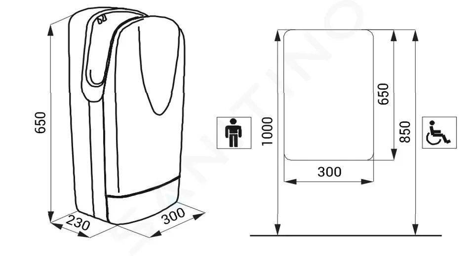 SANELA - Automatické osoušeče Elektrický sušič rúk, biely kryt (SLO 01L)