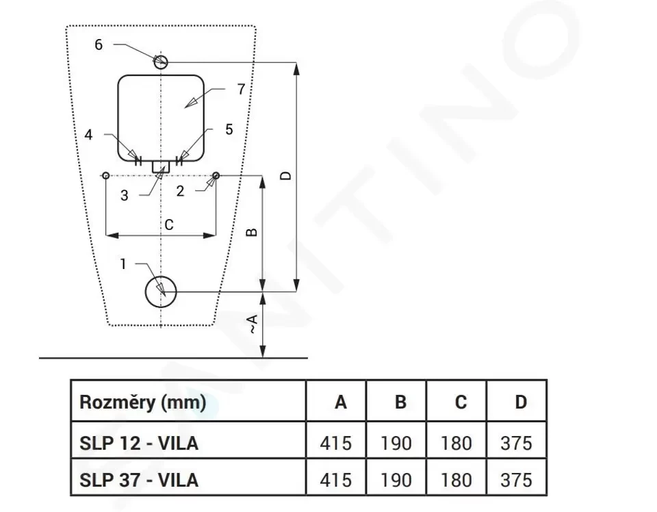SANELA - Senzorové pisoáry Pisoár VILA bez poklopu s radarovým splachovačom a integrovaným zdrojom (SLP 12RZ)