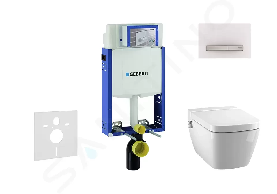 GEBERIT - Kombifix Modul na závesné WC s tlačidlom Sigma50, alpská biela + Tece One - sprchovacia toaleta a doska, Rimless, SoftClose 110.302.00.5 NT8