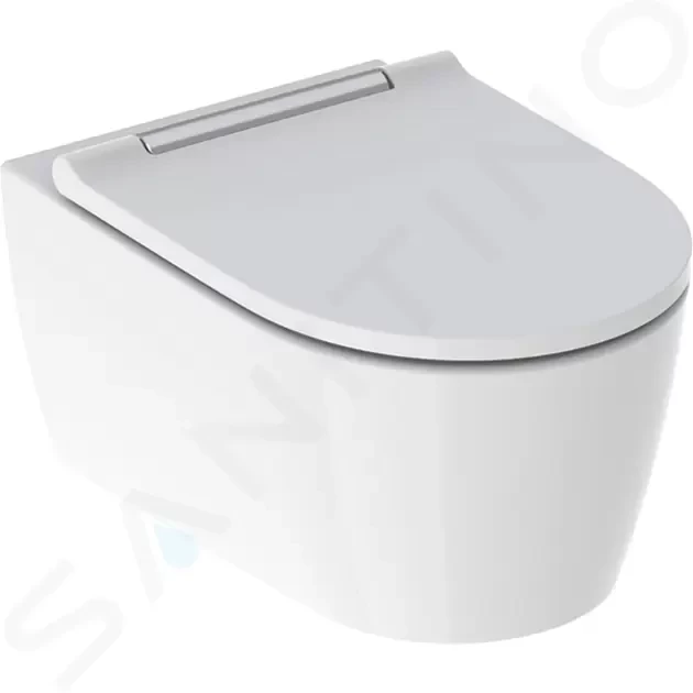GEBERIT - ONE Závesné WC s doskou SoftClose, TurboFlush, KeraTect, biela/chróm 500.202.01.1