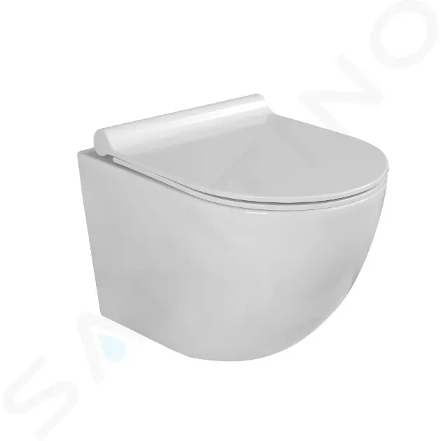 E-shop Kielle - Gaia Závesné kompaktné WC s doskou SoftClose, Rimless, biela 30115001