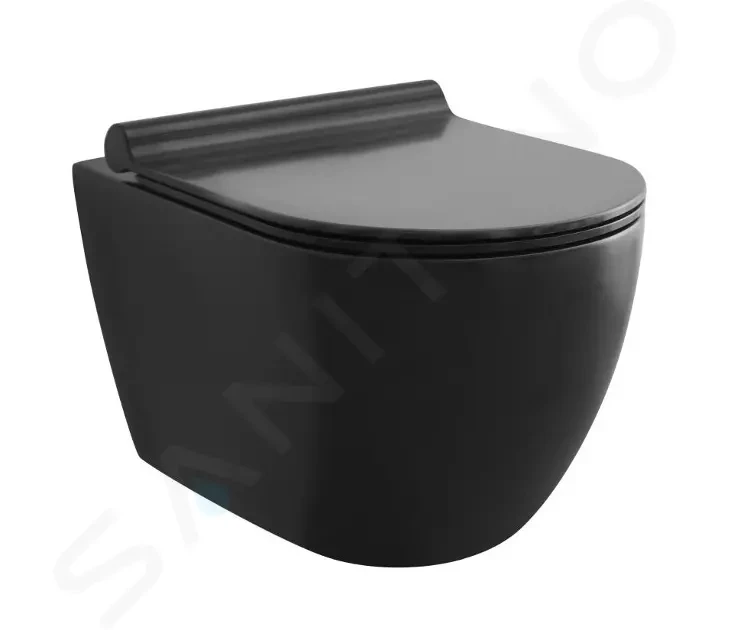 E-shop Kielle - Gaia Závesné WC s doskou SoftClose, Rimless, matná čierna 30115040