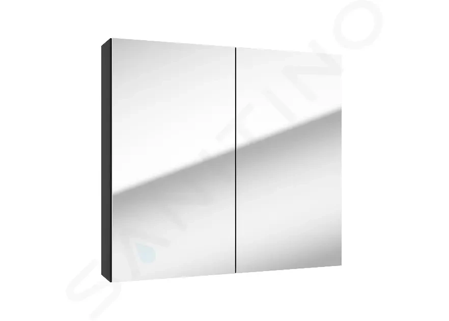 Kielle - Vega Zrkadlová skrinka, 80x73x15 cm, matná čierna 50118804