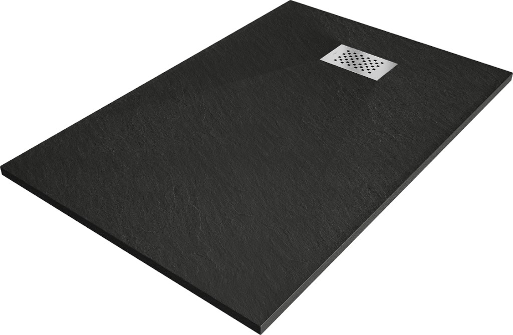 MEXEN/S - Hugo sprchová vanička SMC 100x90, čierna, krytka nerez 42709010-X