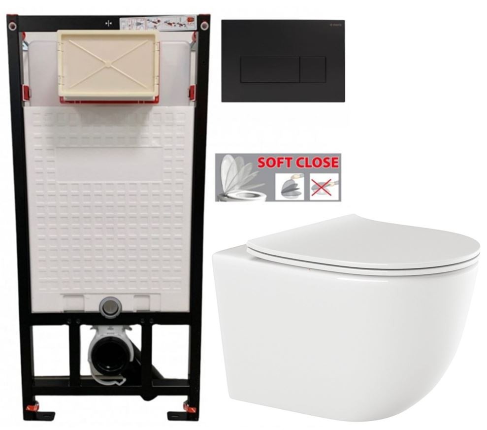 E-shop DEANTE Podstavný rám, pre závesné WC misy + SLIM tlačidlo černé + WC INVENA TINOS + SEDADLO CST_WC01 N51P NO1