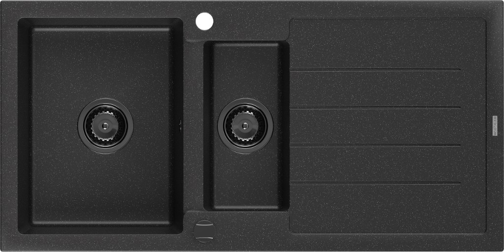 MEXEN/S MEXEN/S - Andres granitový drez s odkvapkávačom 1000 x 500 mm čierna/strieborná metalik čierny sifón 6515101510-73-B