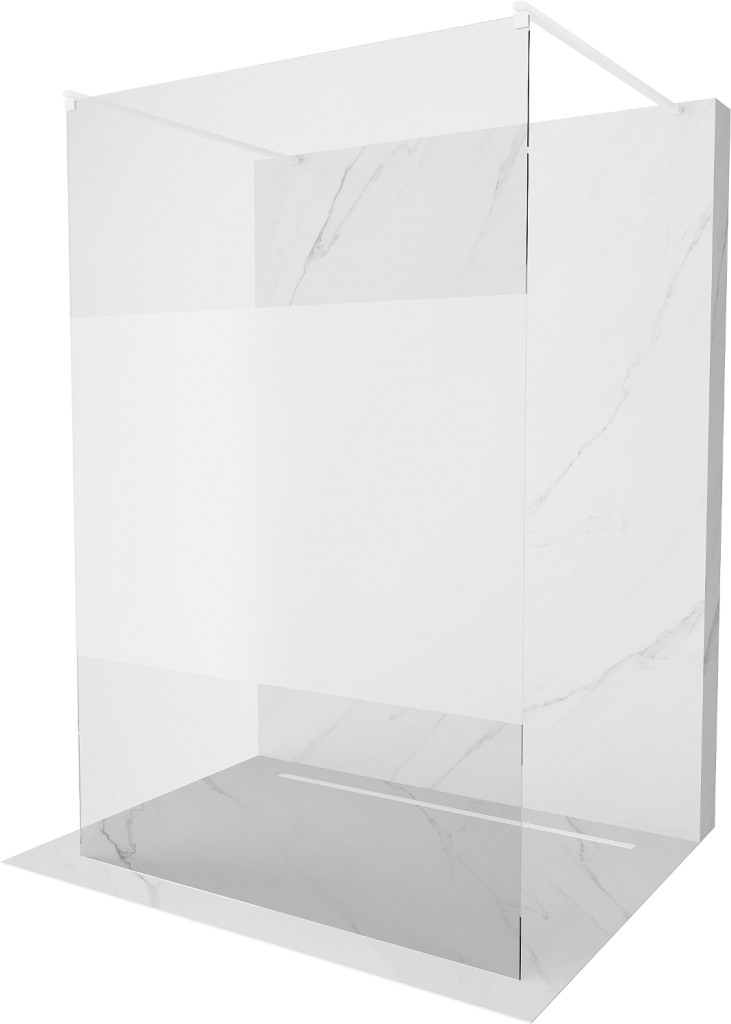 MEXEN/S - Kioto Sprchová zástena WALK-IN voľne stojaca 140 x 200, transparent/dekor 8 mm, biela 800-140-002-20-35