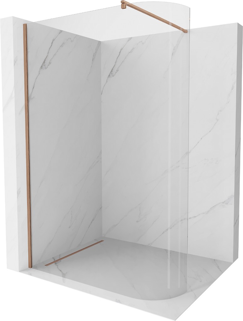 MEXEN/S - Kioto Sprchová zástena WALK-IN Walk-in 90 x 200, transparent 8 mm, meď kartáčovaná 800-090-101-65-06