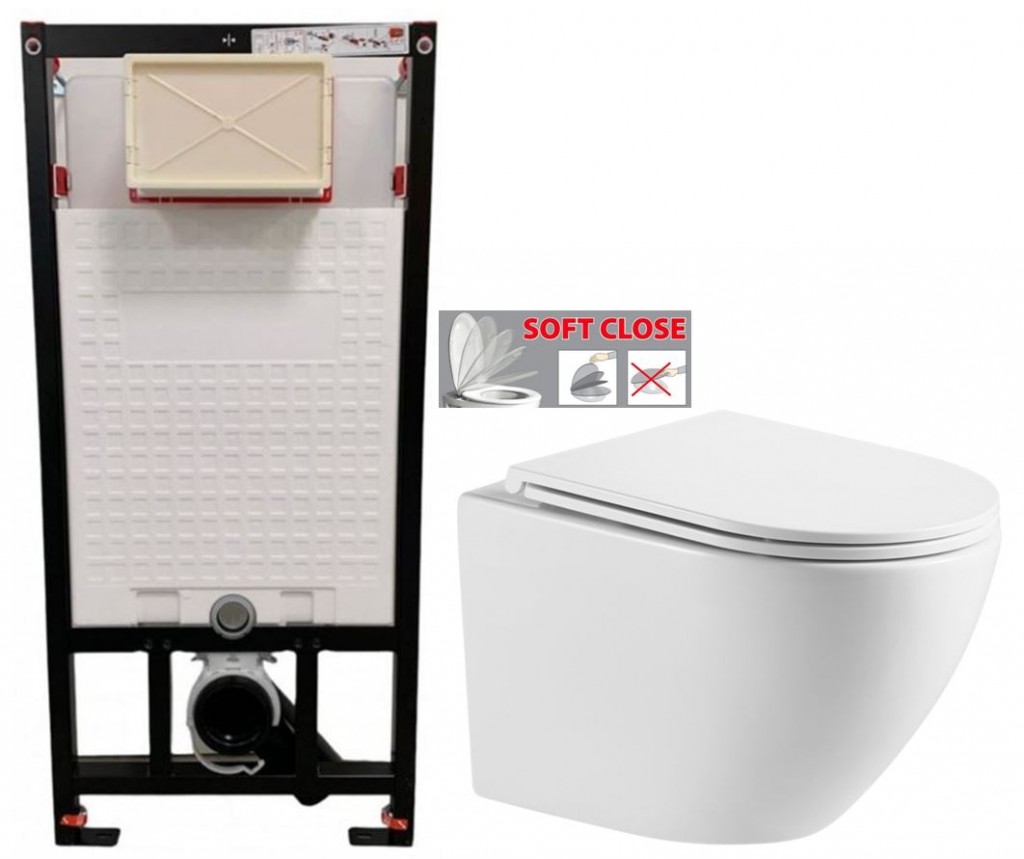 E-shop DEANTE Podstavný rám, pre závesné WC misy bez tlačidla + WC INVENA LIMNOS WITH SOFT se sedlem RIMLESS CST_WC01 X LI1