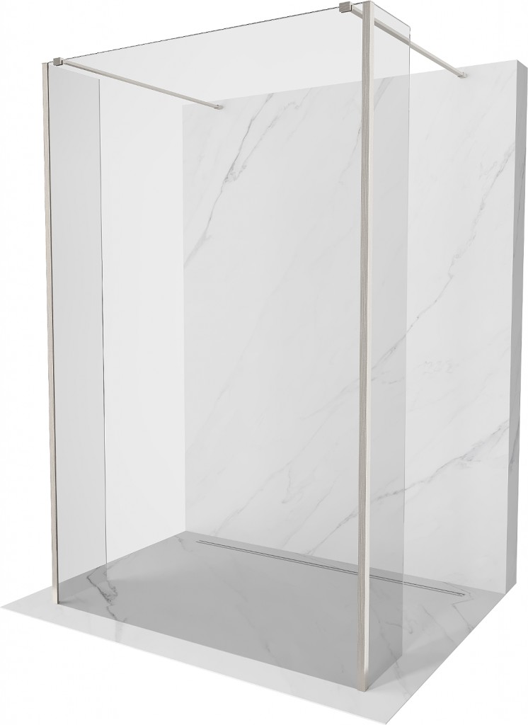 MEXEN/S - Kioto Sprchová zástena WALK-IN voľne stojaca 95 x 30 x 30, transparent, nikel kartáčovaná 800-095-030-222-97-00-030