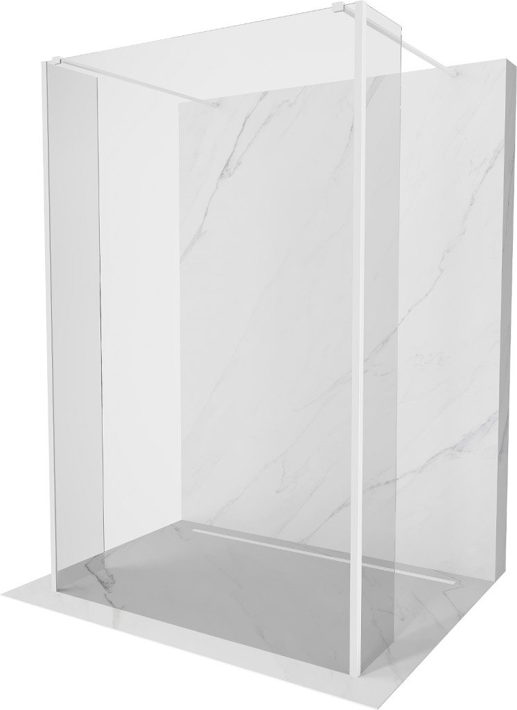MEXEN/S - Kioto Sprchová zástena WALK-IN voľne stojaca 115 x 30 x 30 cm, transparent, biela 800-115-030-222-20-00-030