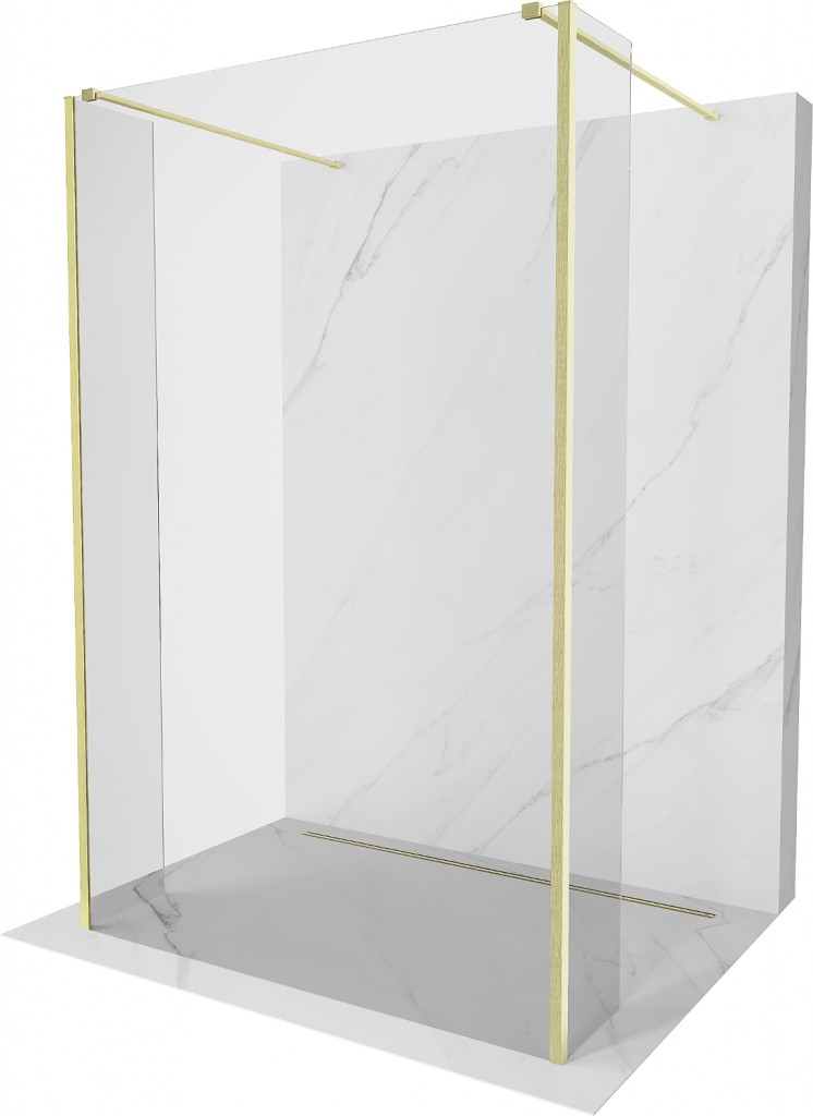 MEXEN/S - Kioto Sprchová zástena WALK-IN voľne stojaca 115 x 30 x 30, transparent, zlatá kartáčovaná 800-115-030-222-55-00-030