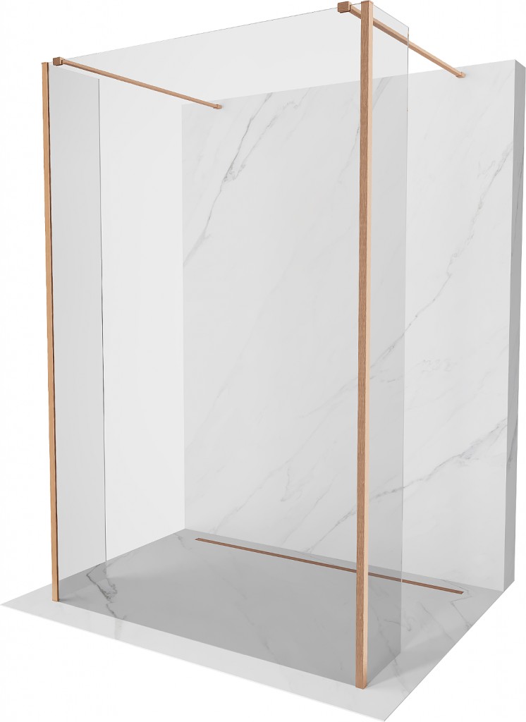 MEXEN/S - Kioto Sprchová zástena WALK-IN voľne stojaca 115 x 30 x 30, transparent, meď kartáčovaná 800-115-030-222-65-00-030