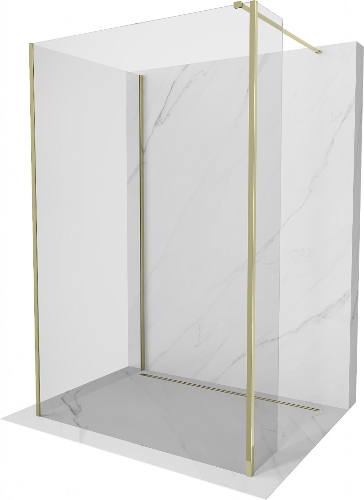 MEXEN/S - Kyoto Sprchová zástena WALK-IN 100 x 85 x 40 cm, transparent, zlatá 800-100-085-221-50-00-040