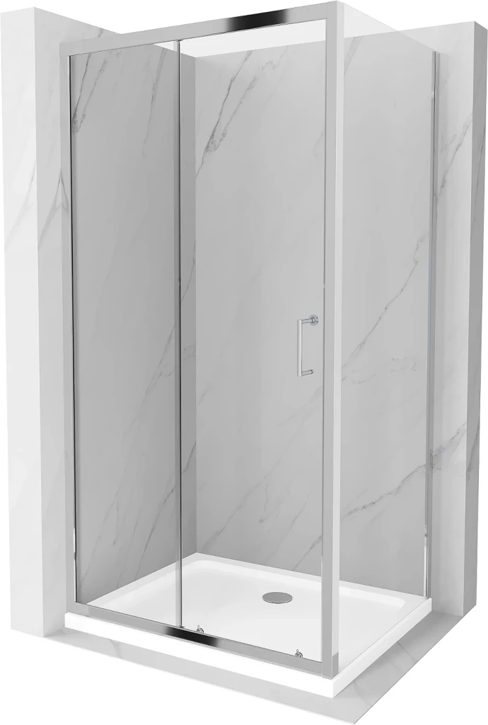 MEXEN/S - Apia sprchovací kút posuvný 100x90, sklo transparent, chrom + vanička 840-100-090-01-00-4010