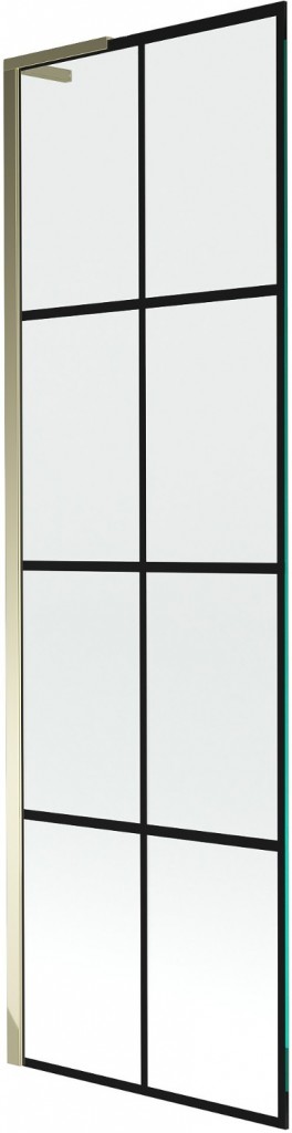 MEXEN/S - Next L vaňová zástena FIX 60 x 150, čierna vzor, zlatá 895-060-000-03-77-50