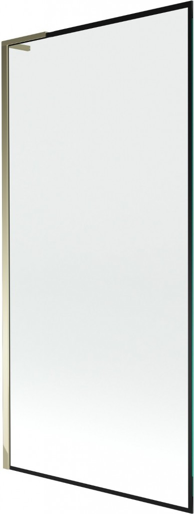 MEXEN/S - Next L vaňová zástena FIX 90 x 150, čierna vzor, zlatá 895-090-000-03-70-50