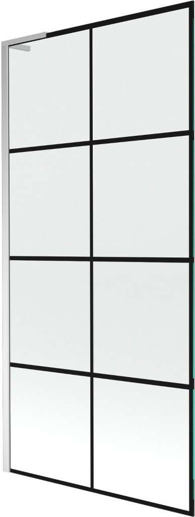 MEXEN/S - Next L vaňová zástena FIX 90 x 150, čierna vzor, chróm 895-090-000-03-77-01