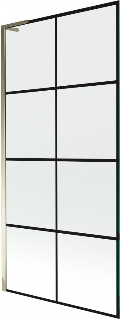 MEXEN/S - Next L vaňová zástena FIX 90 x 150, čierna vzor, zlatá 895-090-000-03-77-50