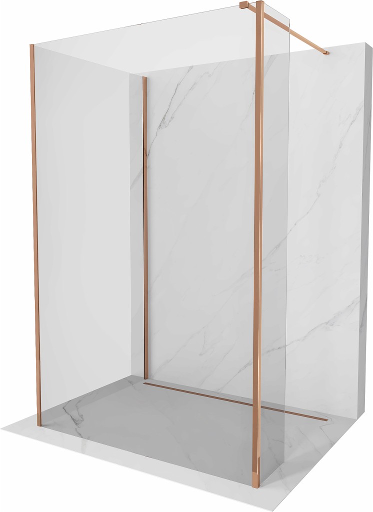 E-shop MEXEN/S - Kyoto Sprchová zástena WALK-IN 125 x 70 x 40, transparent, ružové zlato 800-125-070-221-60-00-040