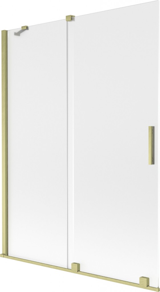 MEXEN/S - Velar dvojkrídlová posuvná vaňová zástena 130 x 150, dekor, zlatá kartáčovaná 896-130-000-31-55