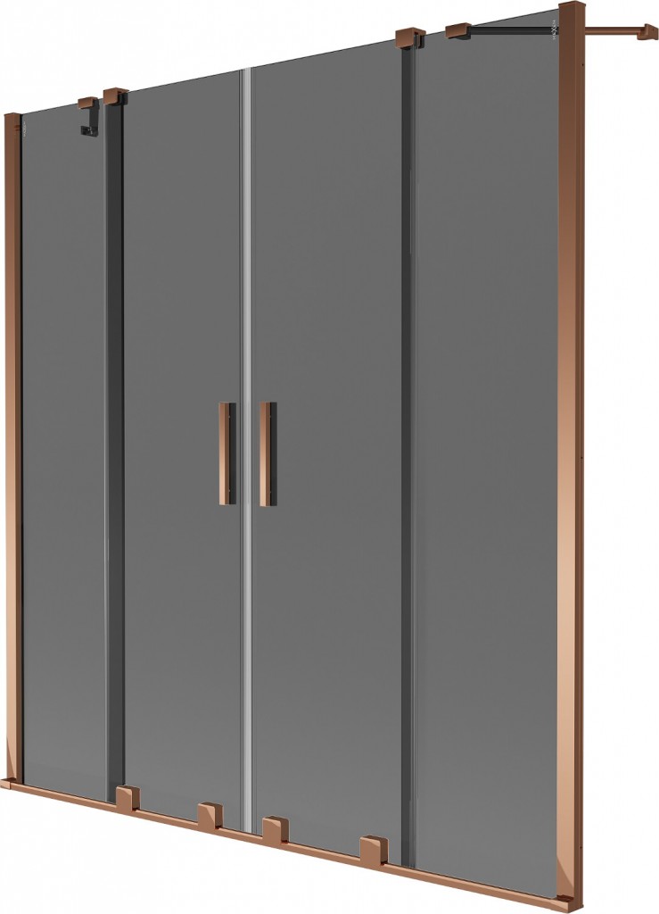 MEXEN/S - Velar Duo dvojkrídlová posuvná vaňová zástena 150 x 150, grafit, ružové zlato 896-150-000-42-60