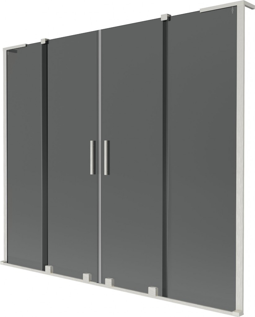 MEXEN/S - Velar L Duo dvojkrídlová posuvná vaňová zástena 170 x 150, grafit, nikel kartáčovaný 896-170-003-42-97