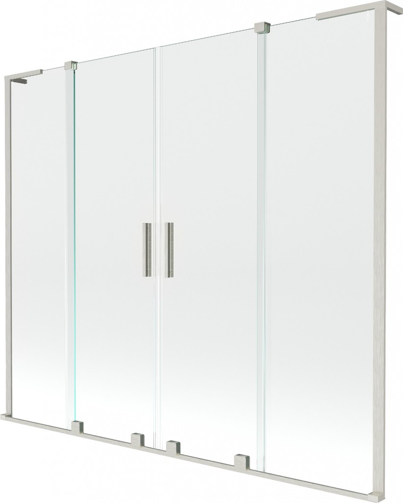 MEXEN/S - Velar L Duo dvojkrídlová posuvná vaňová zástena 180 x 150, transparent, nikel kartáčovaný 896-180-003-02-97