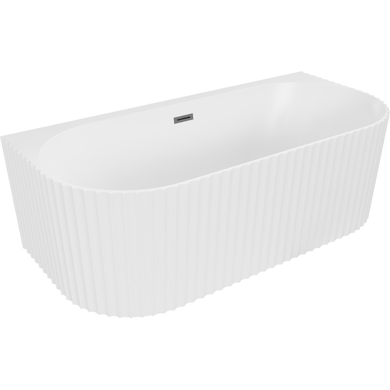 MEXEN/S - Sella voľne stojaca vaňa nástenná reliéf 170 x 80, biela mat, sifón a prepad grafit metal 52711708000-95