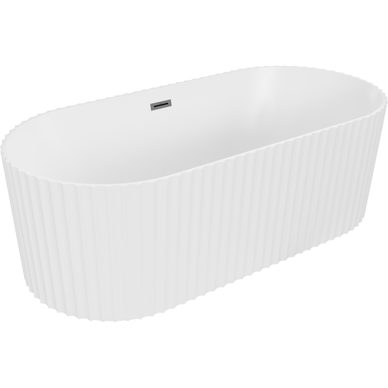 MEXEN/S - Paola voľne stojaca vaňa reliéf 150 x 75, biela mat, sifón a prepad grafit kartáčovaná 52721507501-66