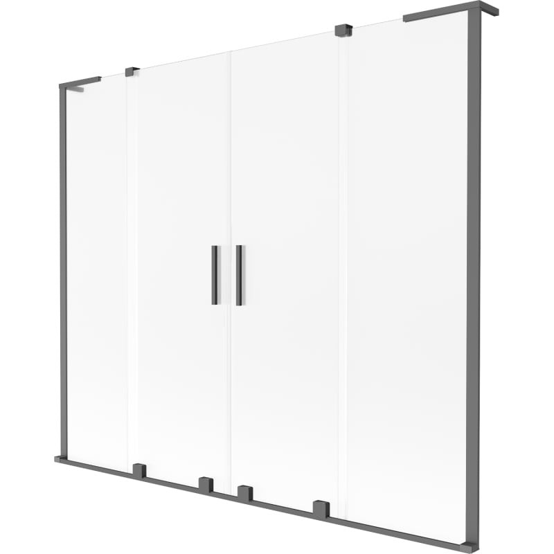 MEXEN/S - Velar L Duo dvojkrídlová posuvná vaňová zástena 170 x 150, dekor, grafit metal 896-170-003-32-95